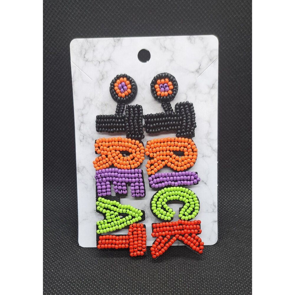 Trick Treat Beaded Halloween Earrings- Boho, Fun, Fall, Spooky, Statement